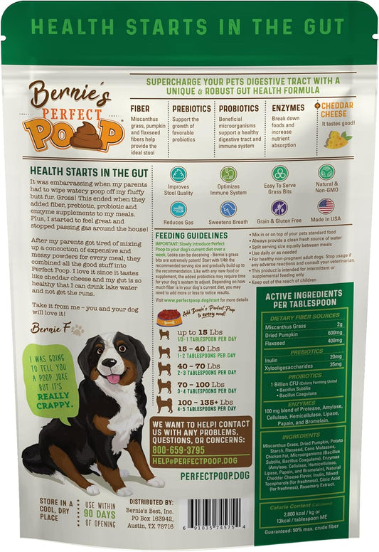 Perfect Poop Digestion & General Health Supplement For Dogs: Fiber, Prebiotics, Probiotics & Enzymes Relieve Digestive Conditions, Optimize Stool, And Improve Health (Cheddar Cheese, 12.8 Oz)