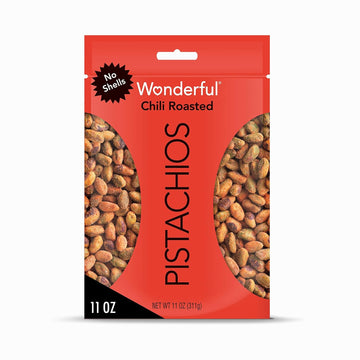 Wonderful Pistachios No Shells, Chili Roasted Nuts, 11 Ounce Resealable Bag, Protein Snacks, Gluten Free, Healthy Snacks For Adults