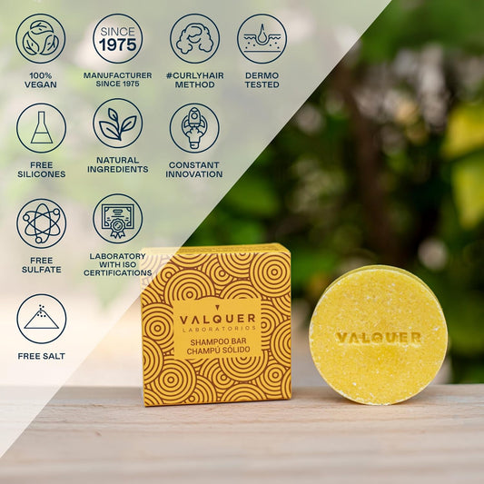 Valquer Exotic Acid Shampoo Bar (Lemon And Cinnamon Extract). Refreshing, Antioxidant And Purifying Without Soap Without Plastics, Organic And Natural Shampoo 50 G