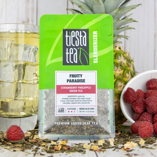 Tiesta Tea - Fruity Paradise | Strawberry Pineapple Green Tea | Premium Loose Leaf Tea Blend | Medium Caffeinated Green Tea | Make Hot Or Iced Tea & Up To 25 Cups - 1.6Oz Resealable Pouch