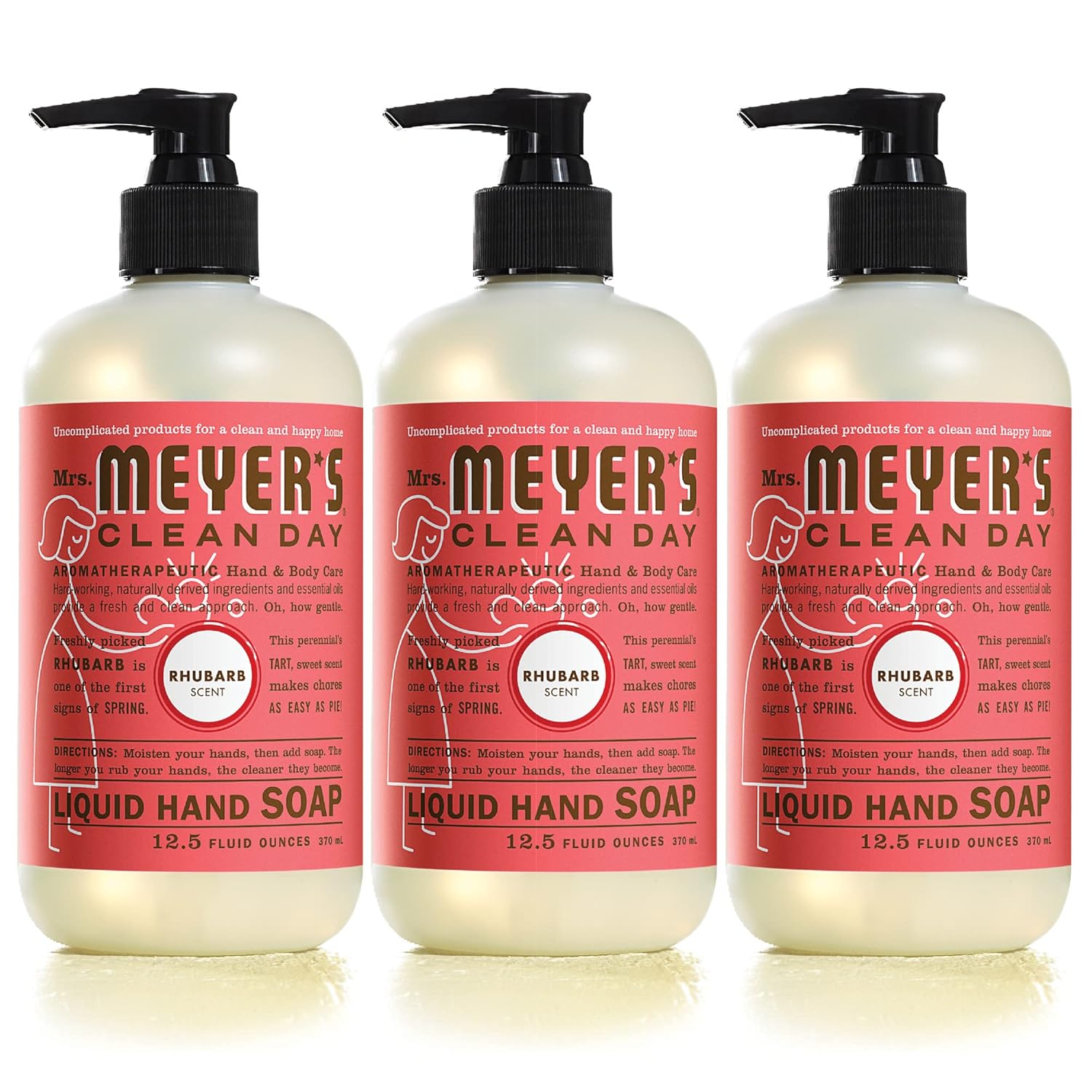 Mrs. Meyer'S Clean Day Hand Soap, Made With Essential Oils, Biodegradable Formula, Rhubarb, 12.5 Fl. Oz - Pack Of 3