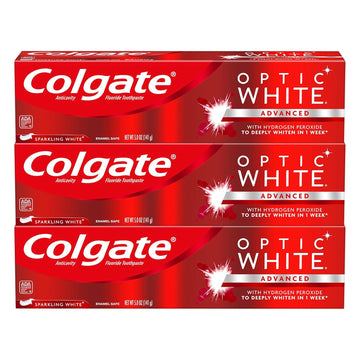 Colgate Optic White Whitening Toothpaste, Sparkling White - 5 Ounce (3 Pack)