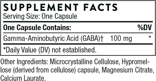 Thorne Pharmagaba-100 - Gaba Supplement - 100 Mg Natural Source Gamma-Aminobutyric Acid - Support A Calm State Of Mind And Restful Sleep - 60 Capsules