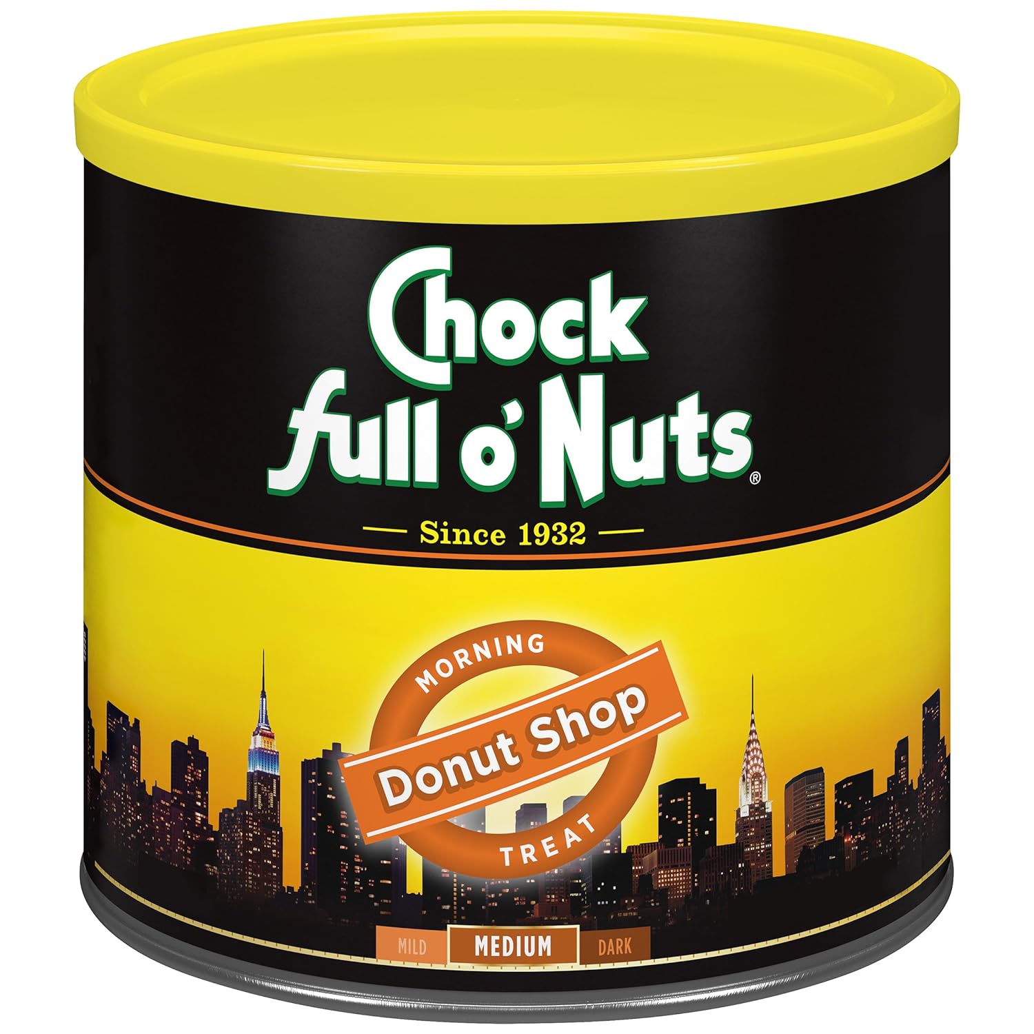 Chock Full o’Nuts Donut Shop Roast, Medium Roast Ground Coffee – Gourmet Arabica Coffee Beans – Smooth, Full-Bodied and Rich Coffee (23 Oz. Can)