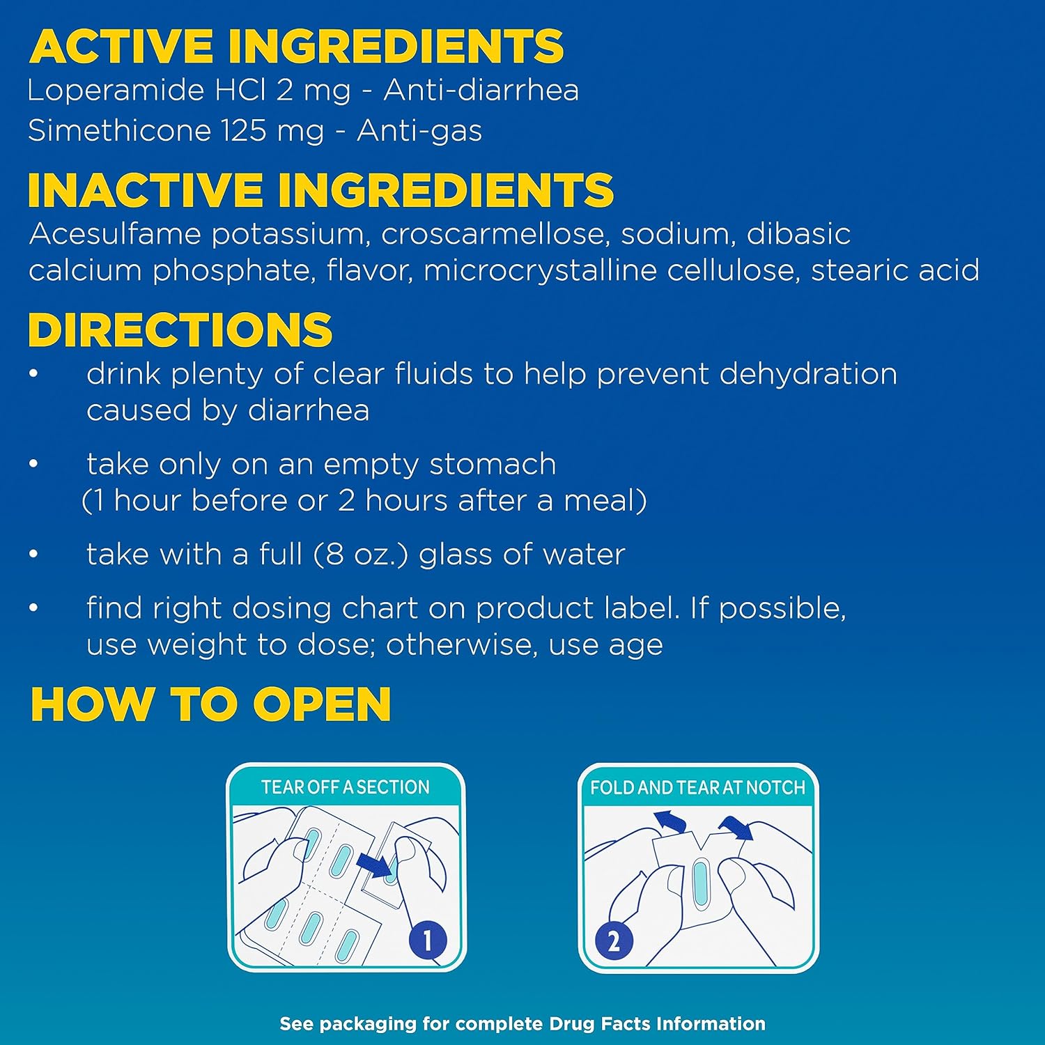 Imodium Multi-Symptom Relief Caplets with Loperamide Hydrochloride and Simethicone, Anti-Diarrheal Medicine for Treatment of Diarrhea, Gas, Bloating, Cramps & Pressure, 18 ct : Everything Else