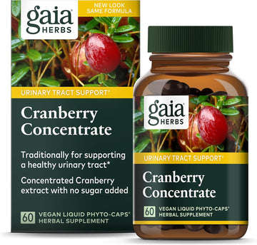 Gaia Herbs Cranberry Concentrate - Helps Maintain Urinary Tract Health - Made With Organic Cranberry Fruit Juice Extract In Convenient Capsules - 60 Vegan Liq Phyto-Capsules (30-Day Supply)