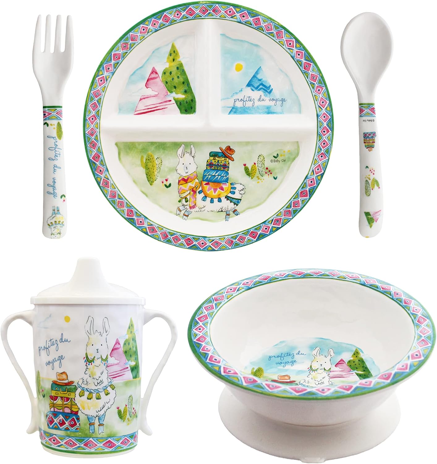 Kids And Baby Melamine Place Setting Sippy Cup, Suctions Bowl, Section Plate And Fork Spoon Set (Be The Leader)