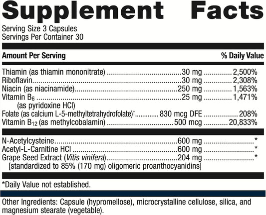 Metagenics Ceralin Forte - B Vitamins For Brain & Nerve Support* - Mitochondrial Support* - Non-Gmo & Gluten-Free - With N-Acetylcysteine, 250 Mg Niacin & 30 Mg Riboflavin - 90 Count