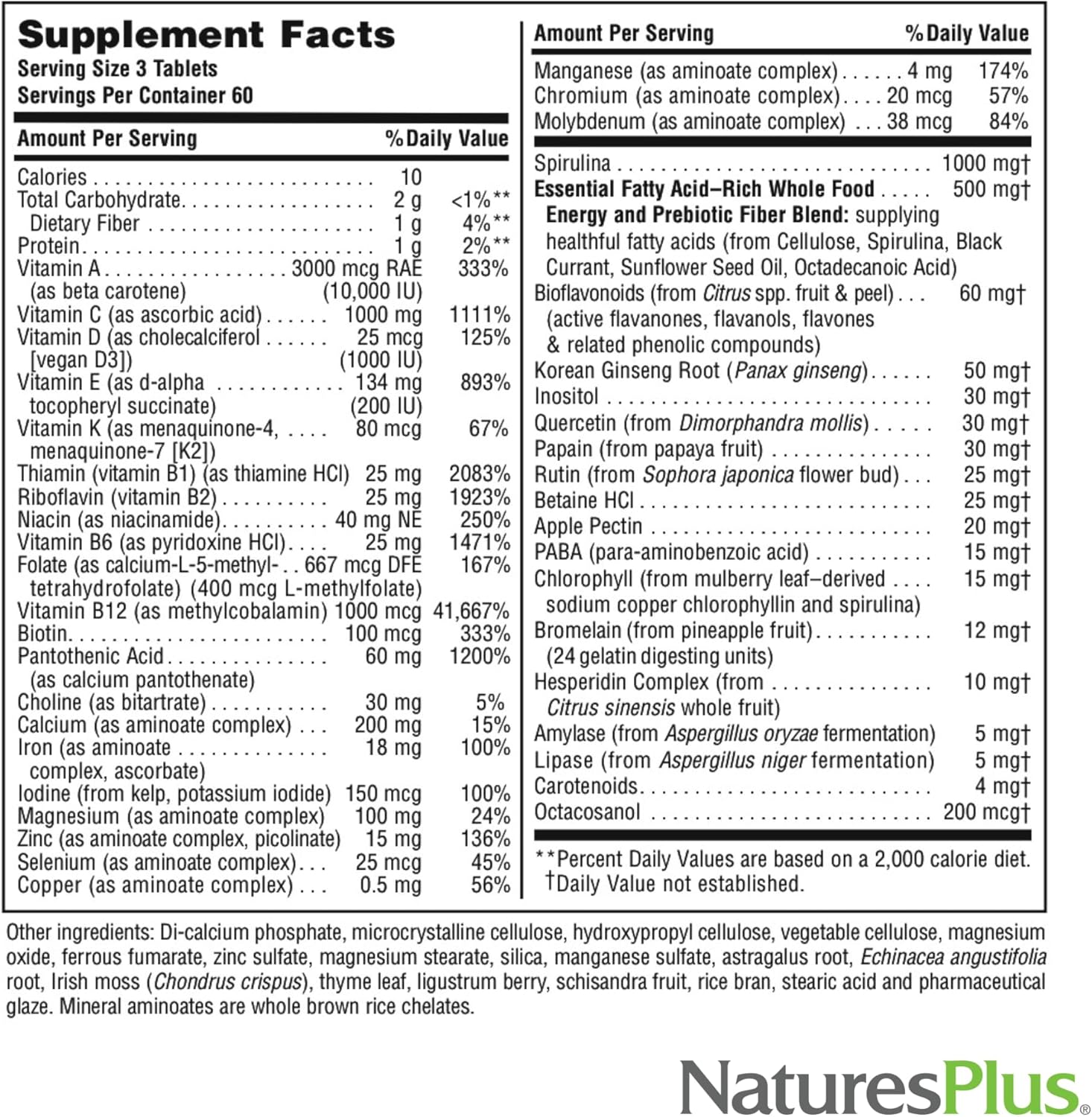 Natures Plus Source Of Life - 180 Tablets, Pack Of 2 - Multi-Vitamin & Mineral Supplement - Supports Natural Energy & Overall Well-Being - Gluten Free, Vegetarian - 120 Total Servings