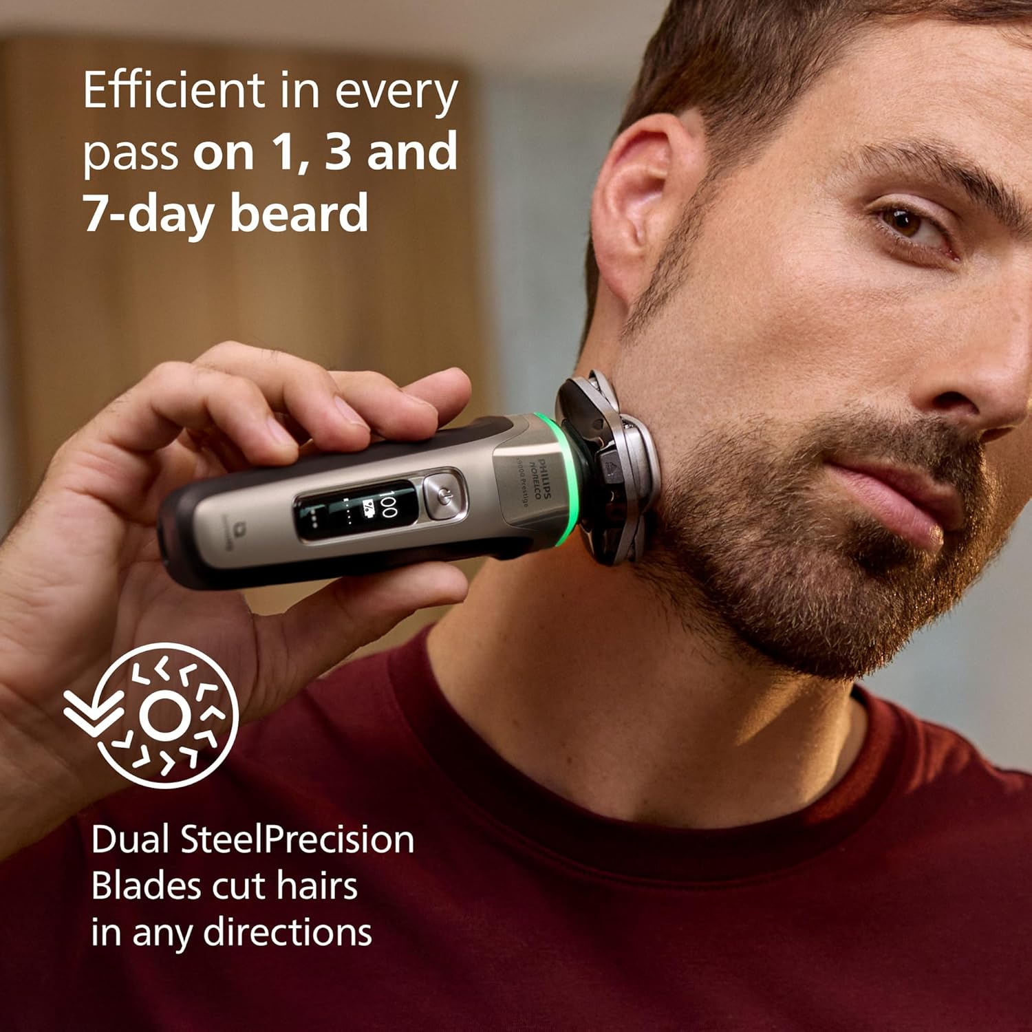Philips Norelco Shaver I9000 Prestige - Wet & Dry Electric Shaver, Gold Oyster, Sense Iq Technology, Triple Lift & Cut System, 360 Rotating Dual Steelprecision Blades, Quick Clean Pod, Model Xp9203/81 : Beauty & Personal Care