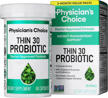 Physician'S Choice Probiotics For Weight Management & Bloating - 6 Probiotic Strains - Prebiotics - Key Ingredient Cayenne - Supports Gut Health - Weight Management For Women & Men - Green Tea - 60 Ct