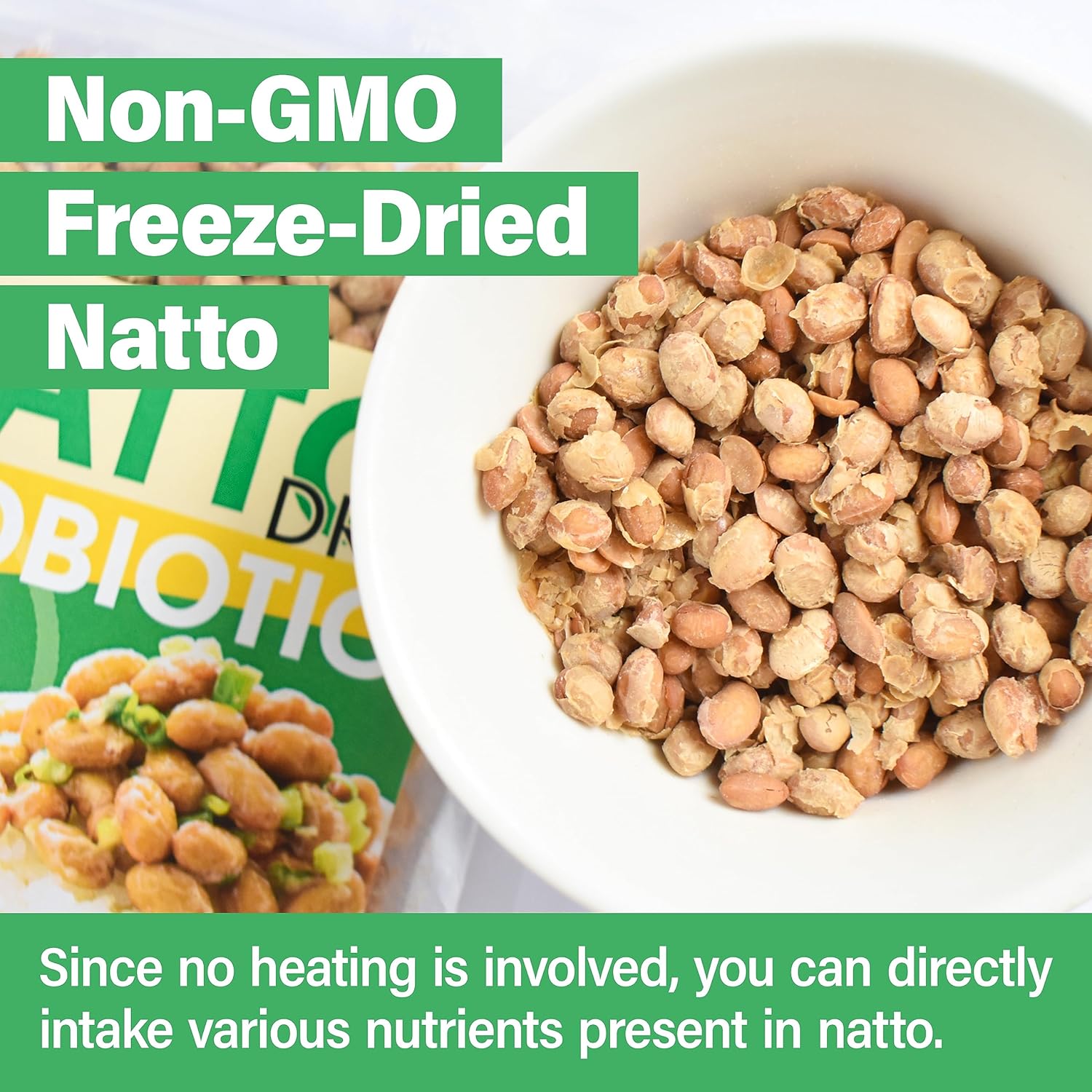 Yamasan Kyoto Uji Japanese Natto Fermented Soybean, Freeze-Dried Natto Beans, Japanese Probiotic And Prebiotic Superfood - Vitamin K, Low Sodium, Non-Gmo, Vegan, Made In Japan (70G)