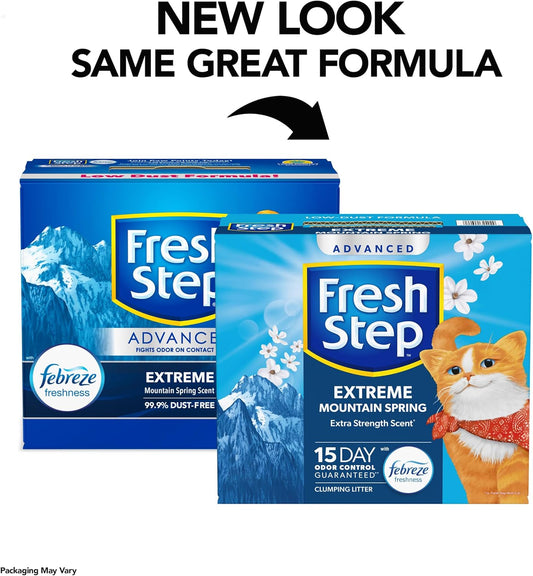 Fresh Step Clumping Cat Litter, Heavy Duty Advanced, Long Lasting 30-Day Odor Control With Odor Eliminating Carbon, 17.5 Lb