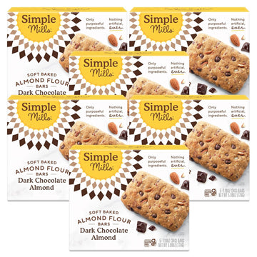 Simple Mills Almond Flour Snack Bars, Dark Chocolate Almond - Gluten Free, Made with Organic Coconut Oil, Breakfast Bars, Healthy Snacks, Paleo Friendly, 6 Ounce (Pack of 6)