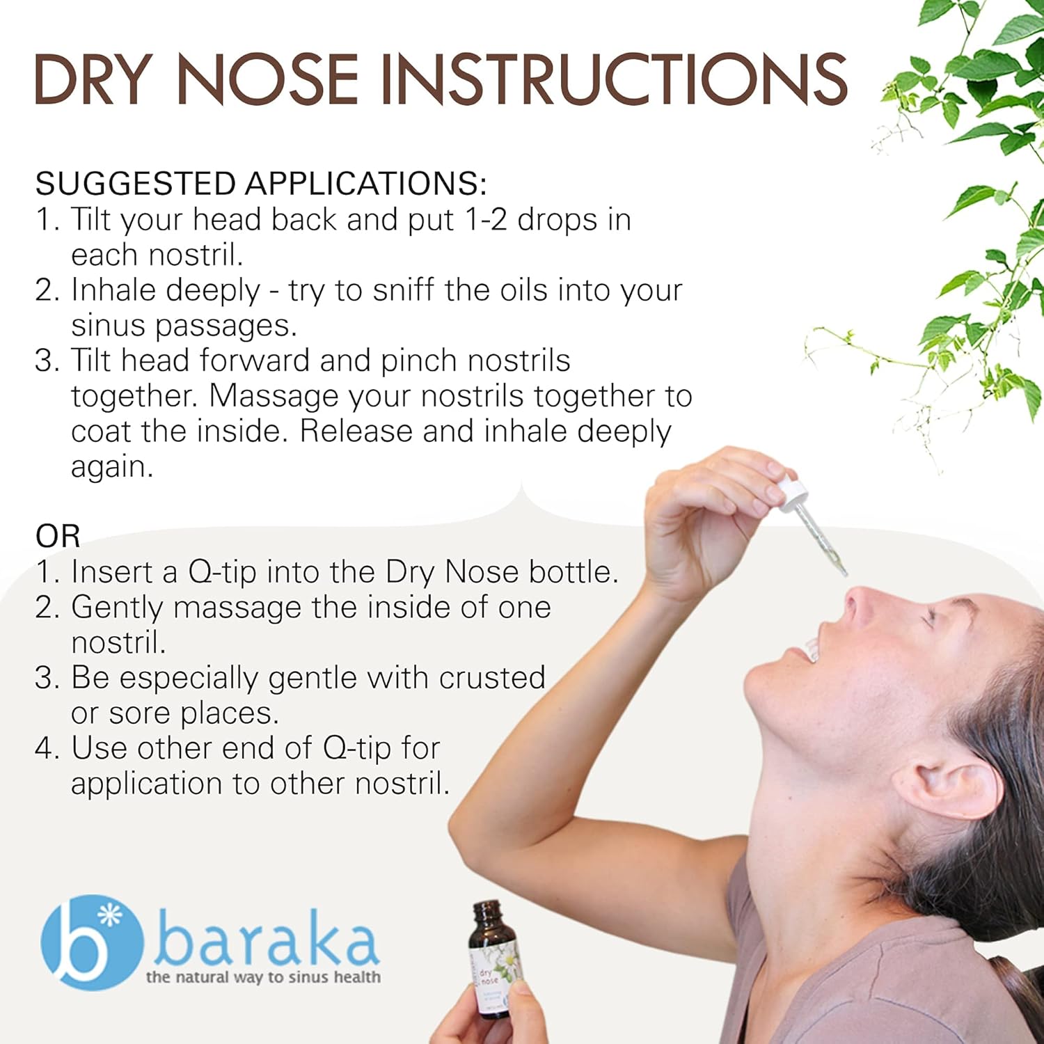 Baraka Dry Nose Nasal Moisturizer - Organic Essential Oils (Cardamom, Everlast, German & Roman Chamomile) In Sesame Oil Base - Hydrating Sinuses & Dry Nose - (1 Oz Dropper Bottle) : Health & Household