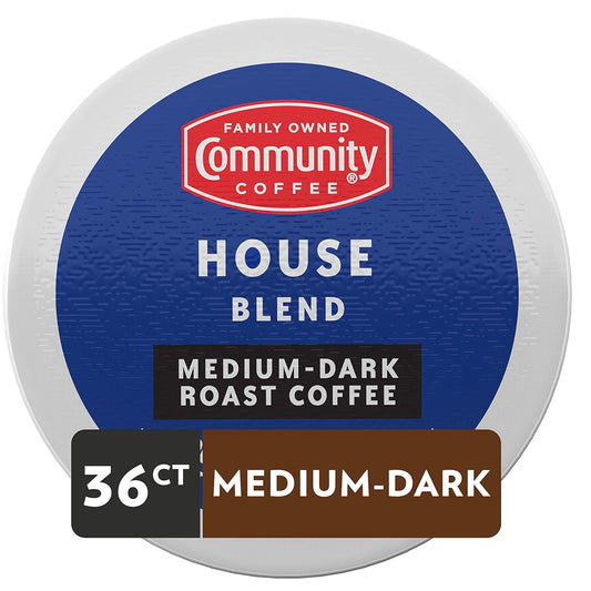Community Coffee House Blend 36 Count Coffee Pods, Medium Dark Roast, Compatible with Keurig 2.0 K-Cup Brewers