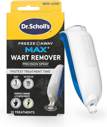 Dr. Scholl'S Freeze Away Max Wart Remover, 10 Treatments - As Fast As 10 Seconds To Treat Warts, Removes Common Warts & Plantar Warts On Hands & Feet, Easy To Use Precision Spray For Wart Removal