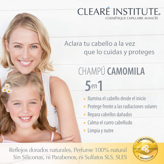 Clearé Institute | Chamomile Shampoo | Cleans, Nourishes and Nourishes | Golden Highlights and Radiance | 98% England Natural, Free from Parabens, Silicone and Sulphates, SLS, for the Whole Family