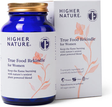 Higher Nature - True Food Rekindle For Women - Libido Booster Liboost® - Botanical Supplement - High Strength - Menopause, Intimacy & Brain Support - Intimate Female - True Food® Formula - 60 Capsules