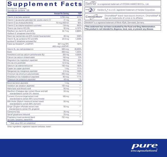 Pure Encapsulations Ultranutrient - Minerals & Multivitamins - Supports Liver & Heart Health* - Supplement For Antioxidants - With Vitamin C, Coq10 & More - Gluten Free - 360 Capsules
