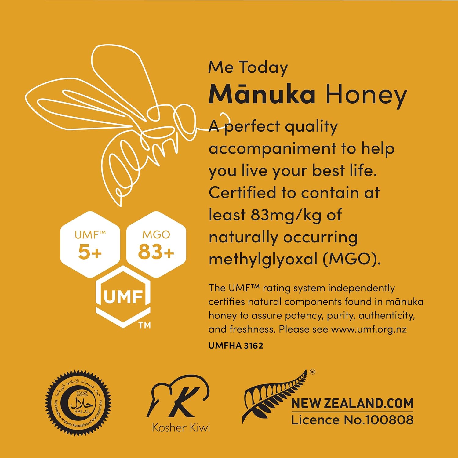 Me Today Manuka Honey Umf 5+/Mgo 83+, Raw & Unpasteurized From New Zealand, Certified Authentic Honey For Daily Wellness, 4.4Oz : Grocery & Gourmet Food