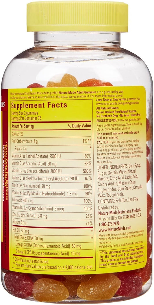 Nature Made Adult Gummies Multi + Omega Value Size-150 ct