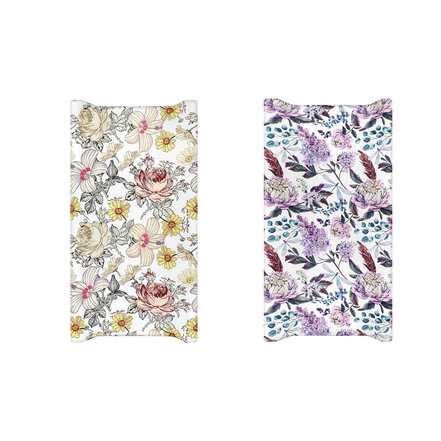 Changing Pad Cover, Ultra Soft Breathable Diaper Baby Changing Table Covers For Girls & Boys,Hnhuaming Infant Stretchy Fabric Changing Table Cover Changing Mat Cover, Purple Floral