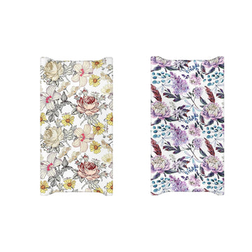 Changing Pad Cover, Ultra Soft Breathable Diaper Baby Changing Table Covers For Girls & Boys,Hnhuaming Infant Stretchy Fabric Changing Table Cover Changing Mat Cover, Purple Floral