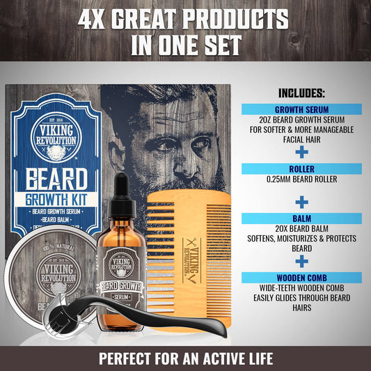 Viking Revolution Mens Facial Skin Care Kit - Includes Rejuvenating Face Moisturizer (5Oz) Microdermabrasion Facial Scrub (5Oz) Foaming Cleanser (5Oz) Eye Cream (1Oz)