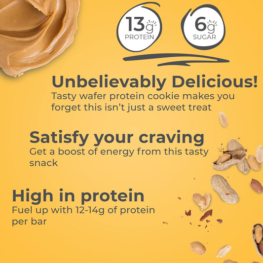 Power Crunch Protein Wafer Bars, High Protein Snacks With Delicious Taste, Peanut Butter Crème, 1.4 Ounce (12 Count)