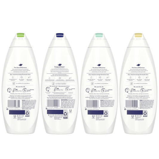 Dove Mixed Body Wash Pack With Skin Natural Nourishers For Instantly Soft Skin And Lasting Nourishment Cleanser That Effectively Washes Away Bacteria While Nourishing Your Skin 4 Count