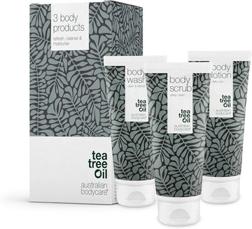 3 products for spots, acne and blackheads on the back and bottom from Australian Bodycare |Tea Tree Oil specially suited to prevent skin problems on your back and bottom