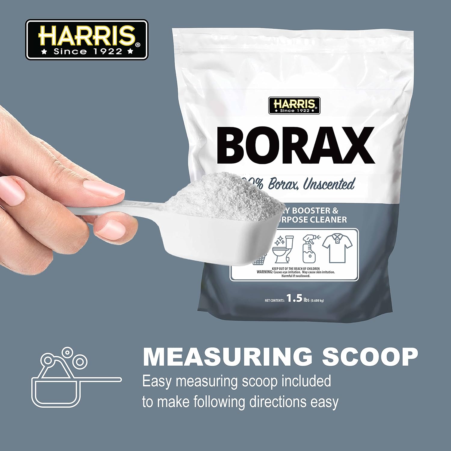 Harris Borax Powder Laundry Booster And Multipurpose Cleaner, 1.5Lb (Eucalyptus Mint) : Health & Household
