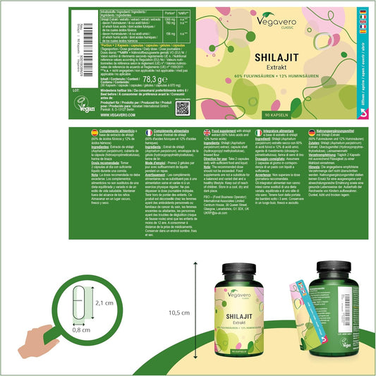 Pure Himalayan Shilajit Capsules | 73,000 Mg | For Men And Women | With Fulvic And Humic Acid | No Artificial Additives, Lab-Tested | 90 Capsules | Vegan