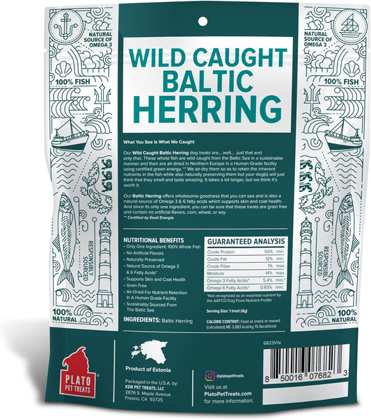 PLATO Baltic Herring Dog Treat - Real Fish - Air Dried - Grain-Free - Baltic Herring, 8.5 Ounces, Natural : Pet Supplies
