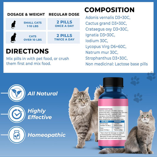 BestLife4Pets Cat Hyperthyroid + Weight Gain Support - Feline Thyroid Supplement for Metabolic Support - All-in-One Thyroid Supplement for Weight Management - Easy to Use Natural Pills