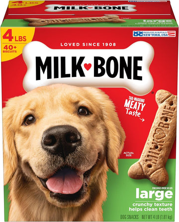 Milk-Bone Original Dog Treats For Large Dogs, 4 Pound (Pack Of 2), Crunchy Biscuit Helps Clean Teeth