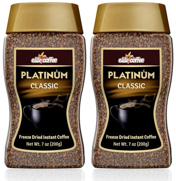 Elite Platinum Freeze Dried Instant Classic Coffee (2 Pack) | Kosher for Passover | Glass Jar | Rich Aroma
