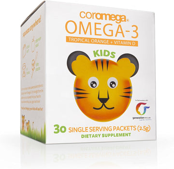 Coromega Kids Omega 3 Fish Oil Supplement, 650mg of Omega-3s, Tropical