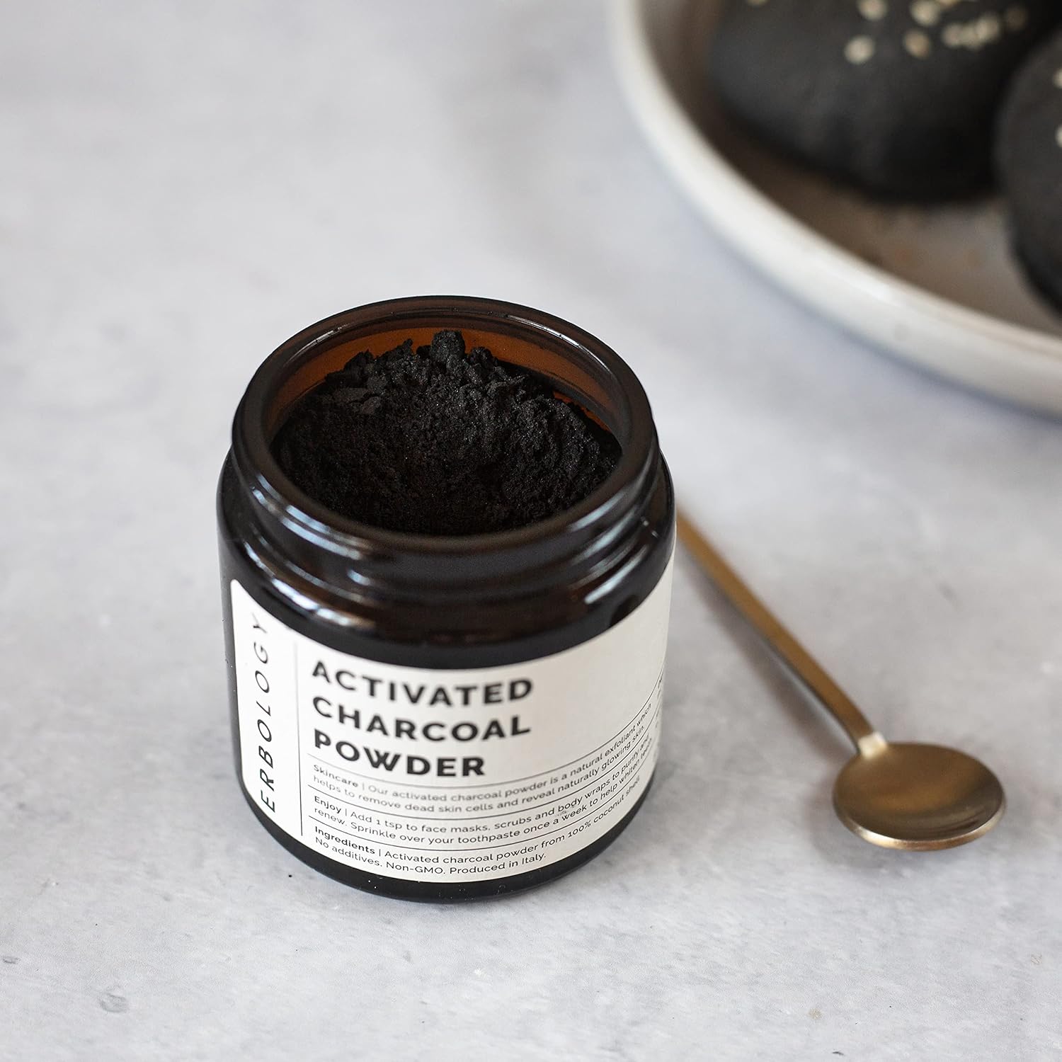 Erbology Activated Charcoal Powder 1.8 Oz - Teeth Whitening - Add To Face Masks, Toothpaste And Body Wraps For Natural Exfoliation - Natural Digestive Aid - Vegan - Recyclable Glass Jar : Health & Household