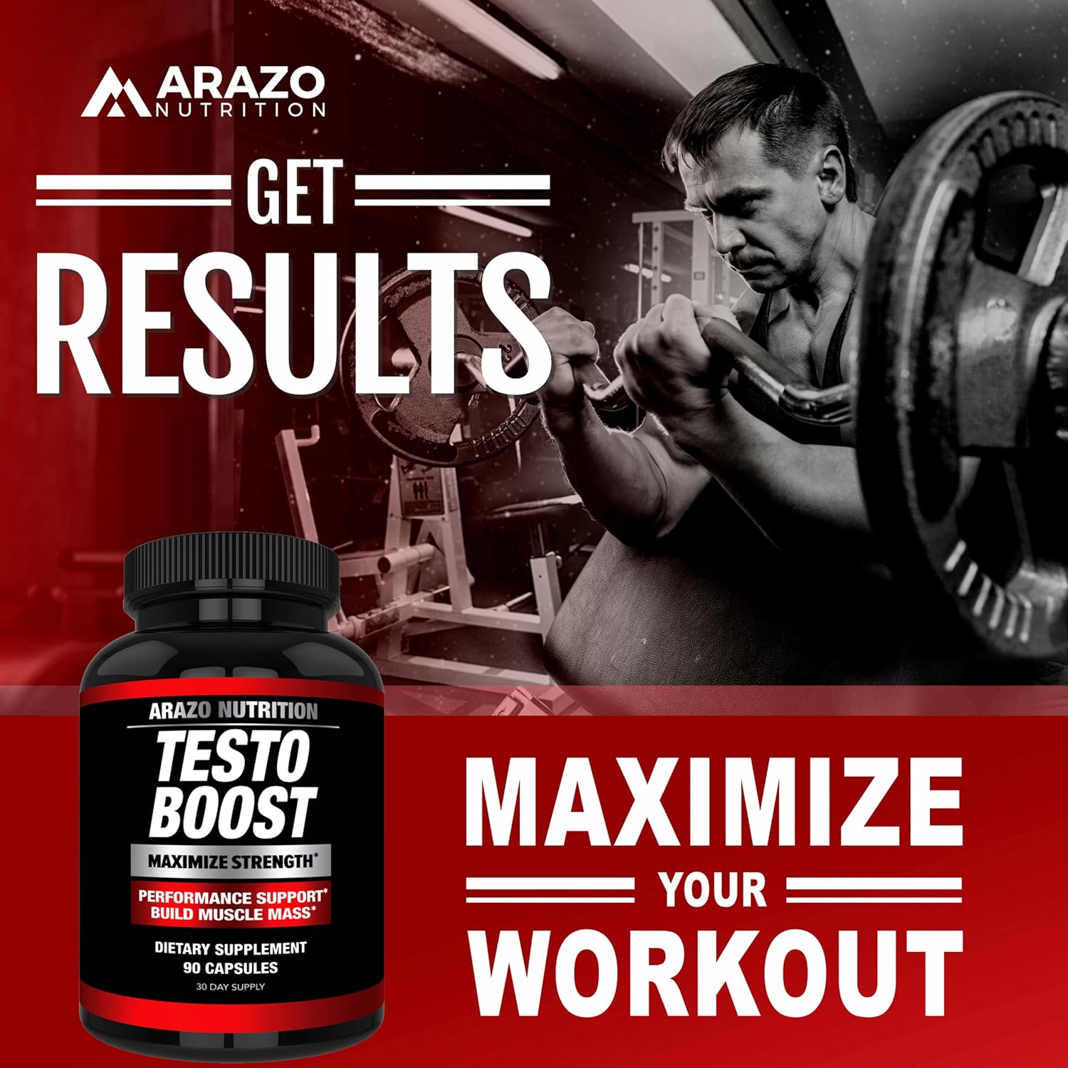 Arazo Nutrition TestoBoost Test Booster Supplement - Potent & Natural Herbal Pills - Boost Muscle Growth - Tribulus, Horny Goat Weed, Hawthorn, Zinc, Minerals : Health & Household