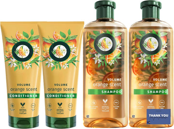 Orange Scented Volumising Shampoo 350Ml & Conditioner 250Ml - Silicone-Free Hair Care For Fine Hair, Boosts Body And Fullness