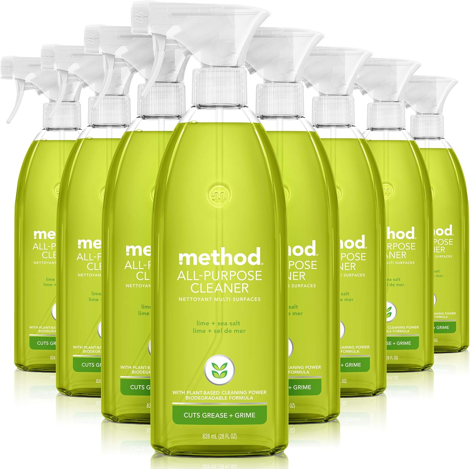 Method - 1239 All Purpose Cleaner, Lime + Sea Salt, 28 Fl Oz (Pack Of 8), Eco-Friendly Multi-Surface Cleaning Spray