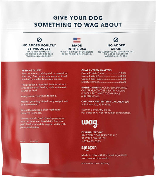 Amazon Brand - Wag Soft & Tender American Jerky Dog Treats – Chicken Recipe (6 Oz)