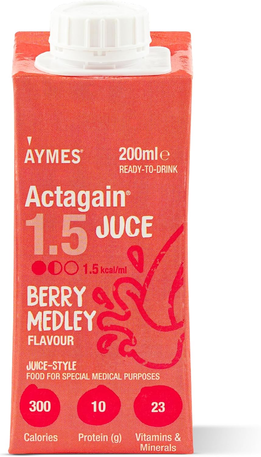 Aymes Actagain Juce - Juice-Style Nutritional Drink - Juicy Peach - 24 X 200Ml Cartons - Gluten Free & Fat Free - Suitable For Adults And Children Aged 6+