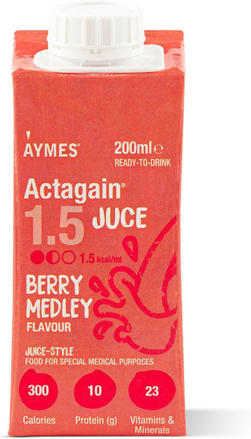 Aymes Actagain Juce - Juice-Style Nutritional Drink - Juicy Peach - 24 X 200Ml Cartons - Gluten Free & Fat Free - Suitable For Adults And Children Aged 6+