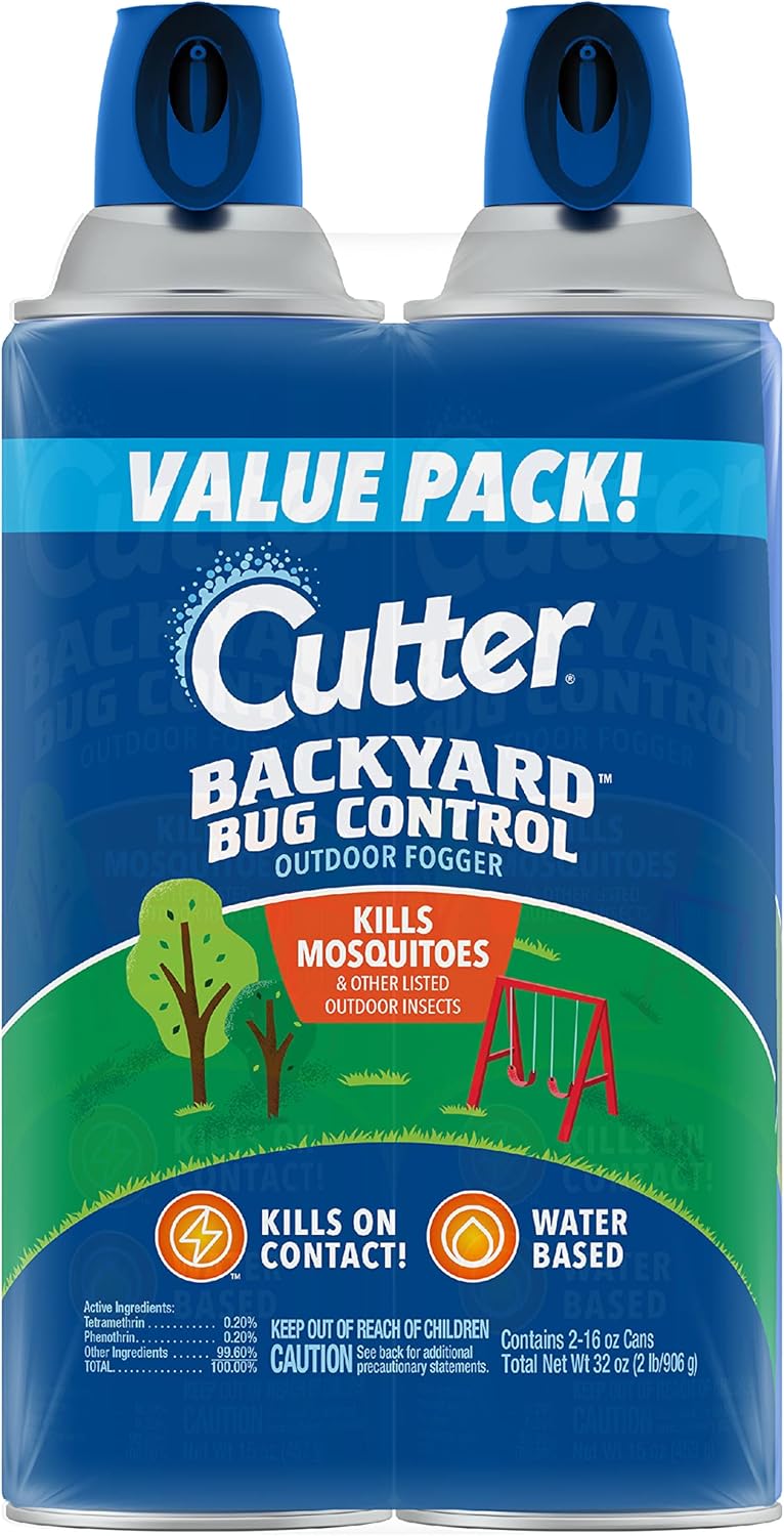 Cutter Backyard Bug Control Outdoor Fogger (2 Pack), Kills Mosquitoes, Fleas & Listed Ants, 16 Fl Ounce