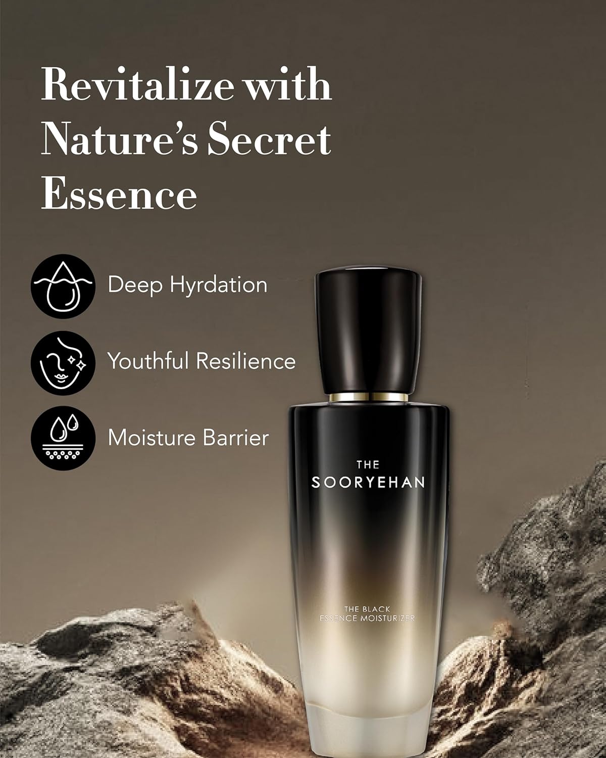 Sooryehan The Black (Essence Moisturizer, 130Ml/4.4Fl Oz) - Lightweight Cream For Moisture Barrier, Rejuvenate Dull, Aging Skin. Premium Korean Skin Care. Black Yeast, Hyaluronic Acid