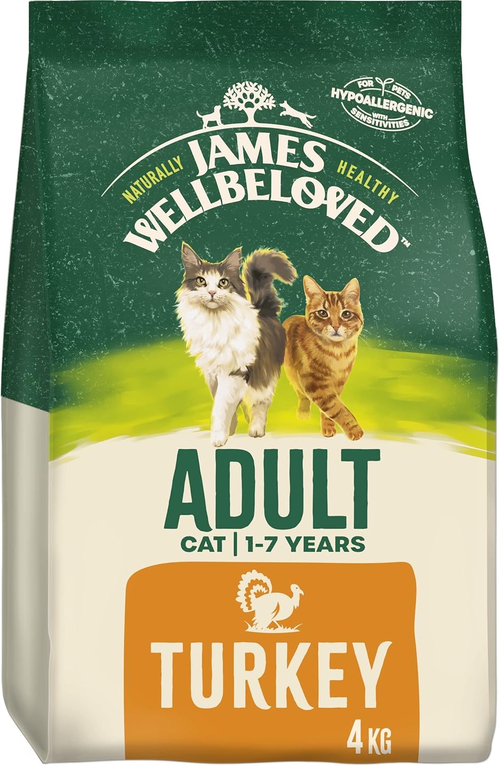 James Wellbeloved Adult Turkey 4 kg Bag, Hypoallergenic Dry Cat Food?03JW7