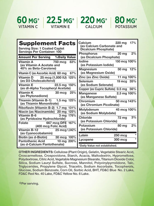 Multivitamin For Adults 50+ | Non-Gmo & Gluten Free Daily Supplement | Plus Vitamin D, C, And B Vitamins | By Nature'S Truth